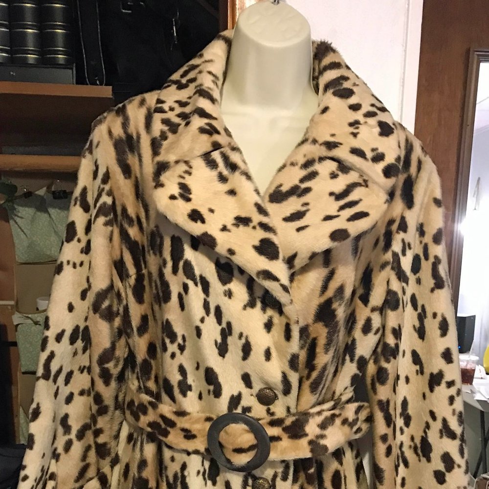 Vintage Leopard Print 3/4 Faux Fur Coat
